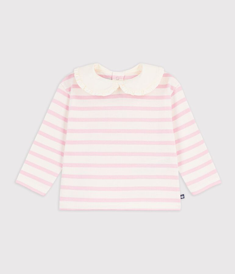 Babies' cotton  Breton top MILK pink/MARQUISE