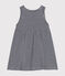 Babies' Sleeveless Stripy Cotton Dress SMOKING blue/MARSHMALLOW white
