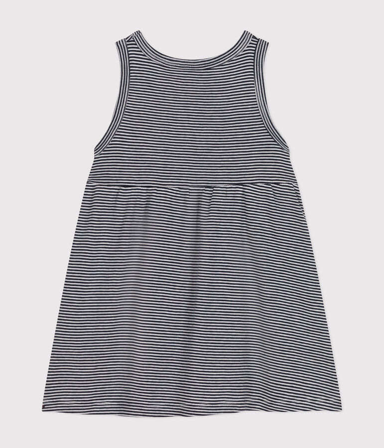 Babies' Sleeveless Stripy Cotton Dress blue/white