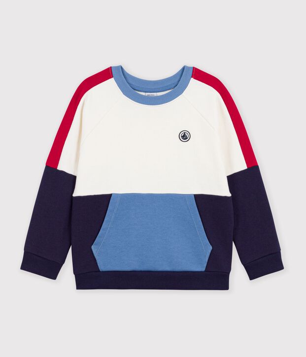 Children's plain colourblock cotton sweatshirt Ecru/multicolor