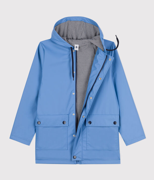 Iconic waxed raincoat made from recycled materials blue
