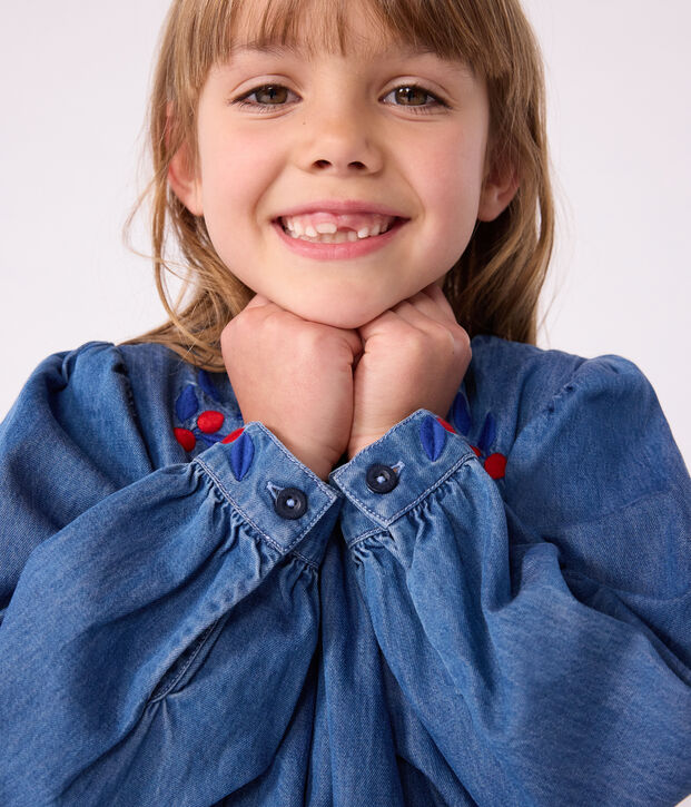 Children's long-sleeved denim dress blue