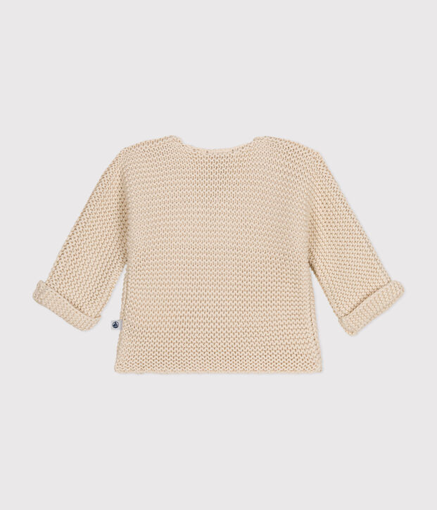 Babies' Moss Stitch Knit Cardigan Ecru