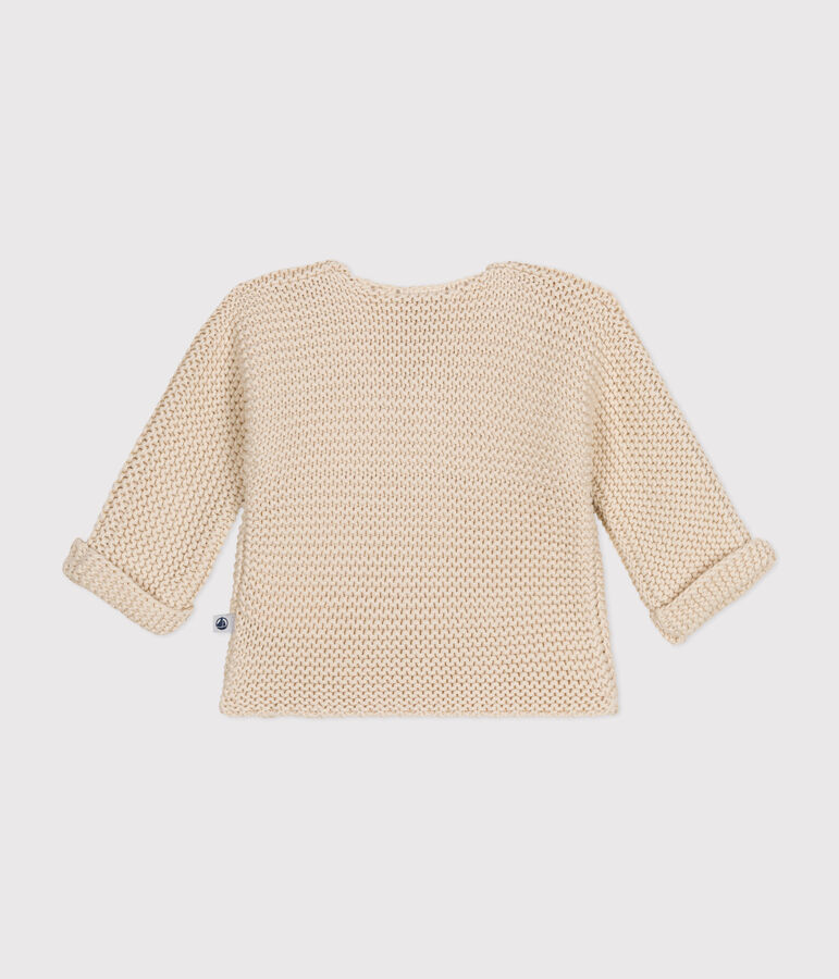 Babies' Moss Stitch Knit Cardigan Ecru