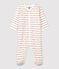 Babies' Footless Cotton Sleepsuit with Petit Bateau Je t'aime MARSHMALLOW white/TERKUIT red