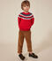 Boys' wool and cotton jacquard jumper STOP red/MULTICO