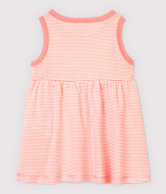 Baby Girls' Sleeveless Stripy Ribbed Dress GRETEL pink/MARSHMALLOW white