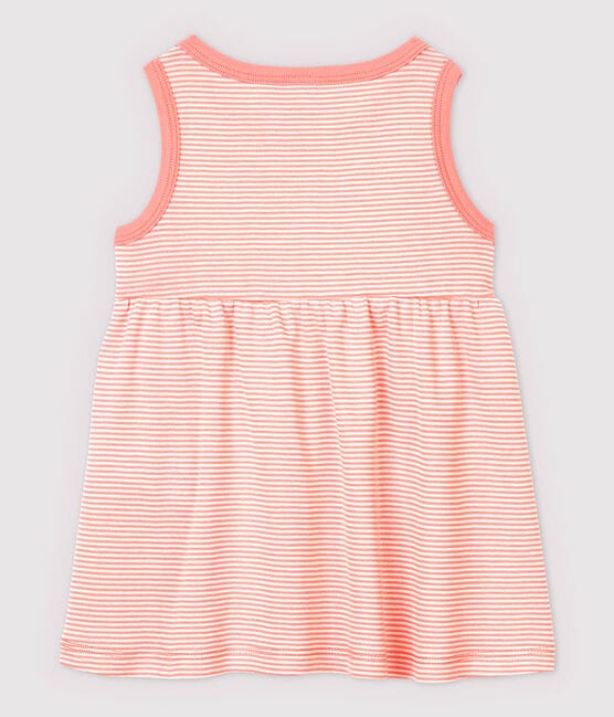 Baby Girls' Sleeveless Stripy Ribbed Dress GRETEL pink/MARSHMALLOW white