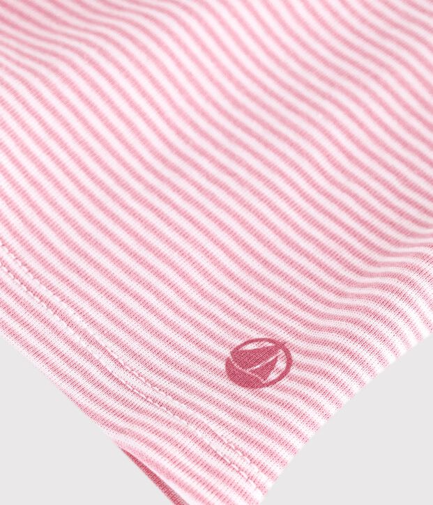 Children's short-sleeved stripy T-shirt pink/white