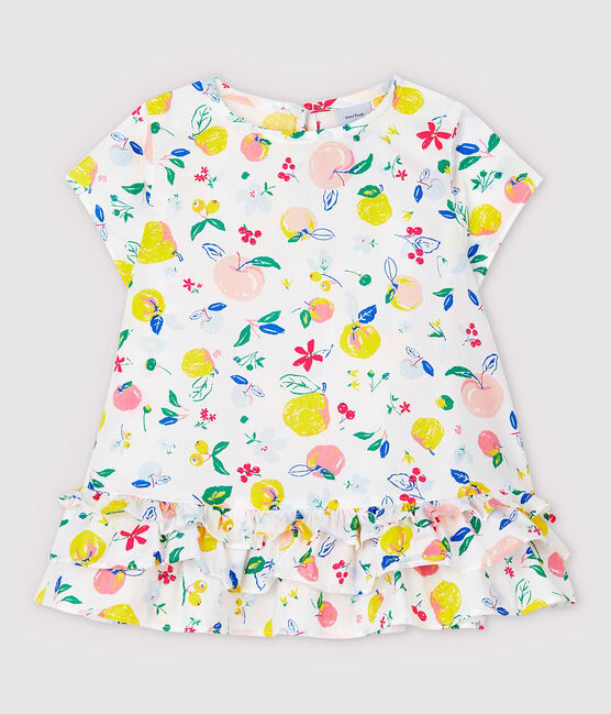 Baby Girls' Short-Sleeved Poplin Blouse MARSHMALLOW white/MULTICO white