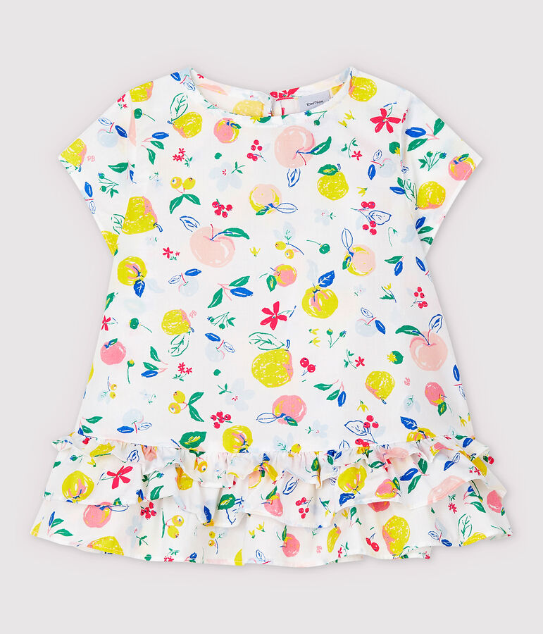 Baby Girls' Short-Sleeved Poplin Blouse white/multicolor