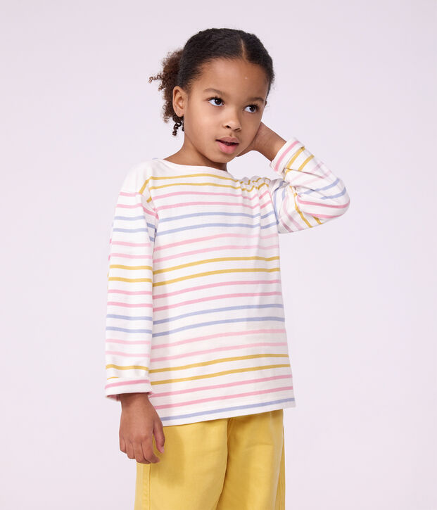 Children's cotton Breton top white/multicolor