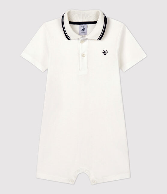 Babies' Cotton Short Playsuit MARSHMALLOW white