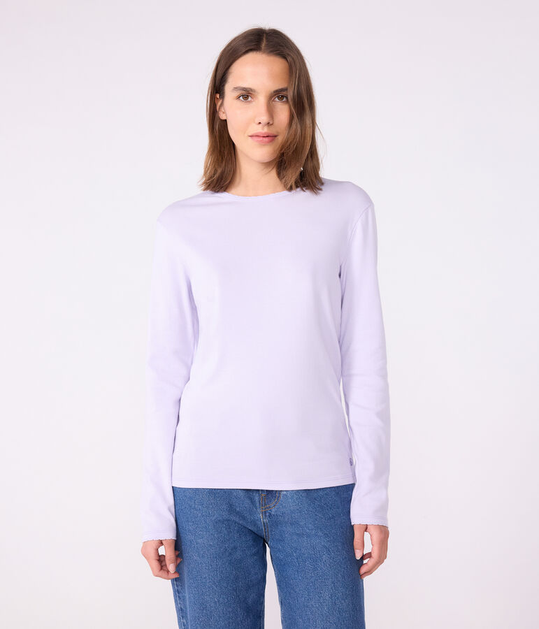 Women's Iconic long-sleeved cotton cocotte stitch T-shirt purple