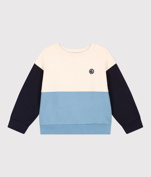 Boys' fleece sweatshirt Ecru/multicolor