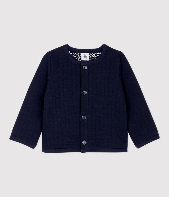 Babies' Quilted Tube Knit Cardigan SMOKING blue