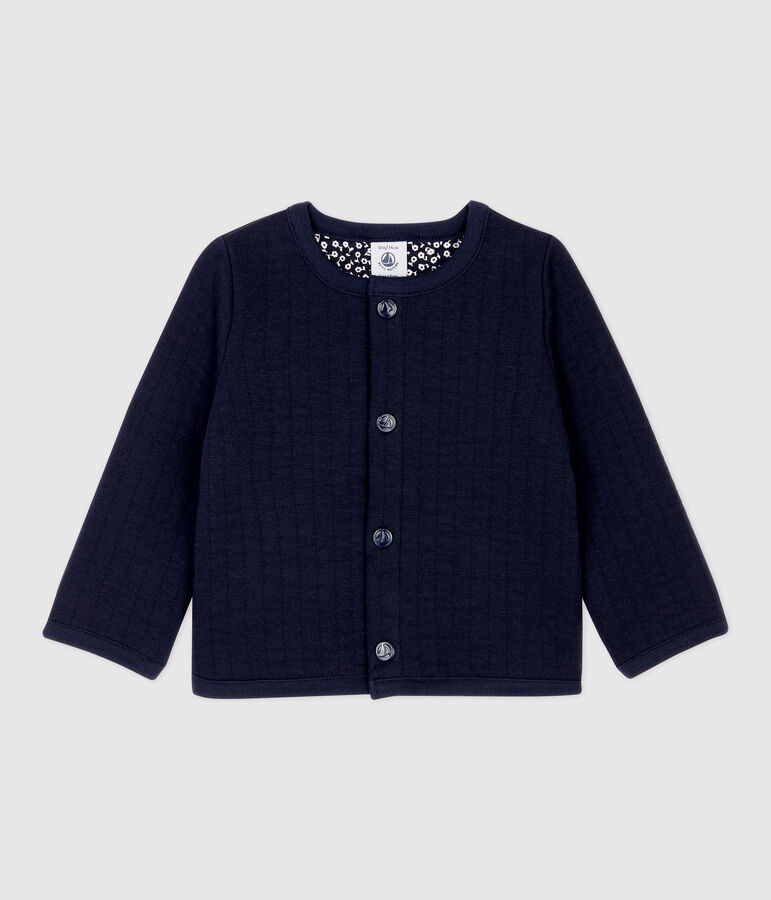 Babies' Quilted Tube Knit Cardigan blue