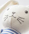 Unisex baby rabbit rattle comforter SMOKING blue/MARSHMALLOW white