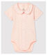 Baby Girls' Pink Short-Sleeved Organic Cotton Bodysuit with Collar