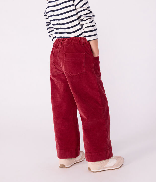 Children's wide leg pants in plain velvet red