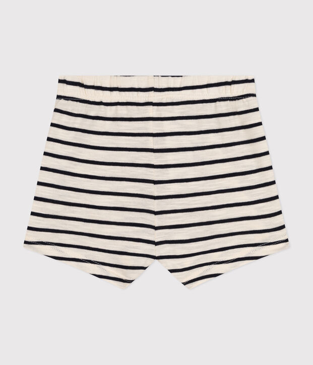 Babies' Slub Jersey Shorts Ecru/blue