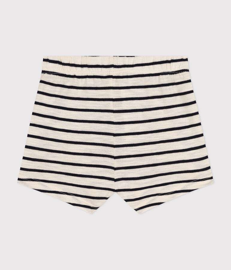 Babies' Slub Jersey Shorts Ecru/blue