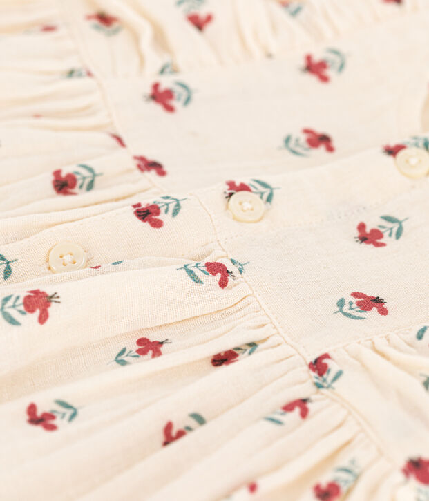 Babies' Patterned Cotton Gauze Dress With Bloomers Ecru/multicolor
