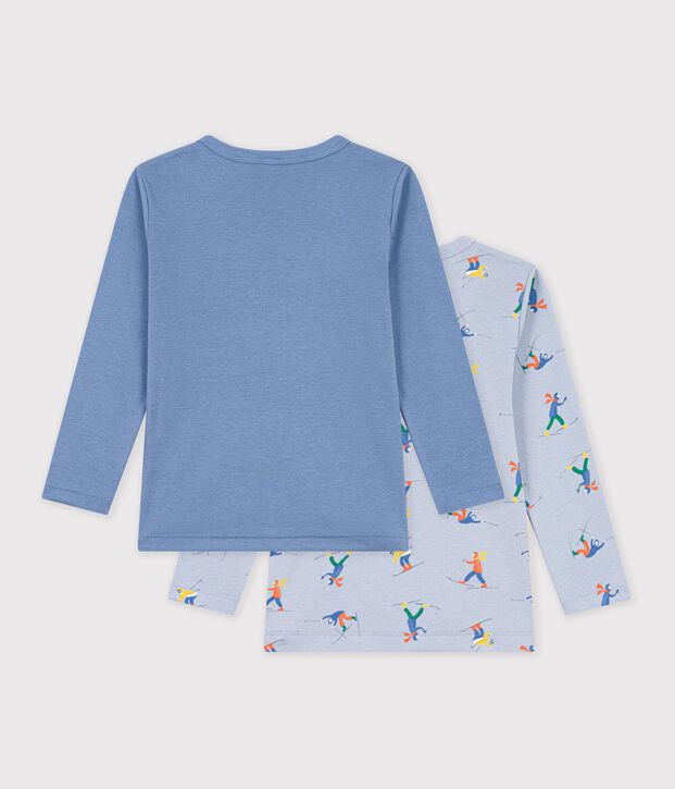 Pack of children's long-sleeved printed cotton T-shirts multicolor