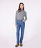 The Iconic cotton polo neck top for women SMOKING blue/MARSHMALLOW white