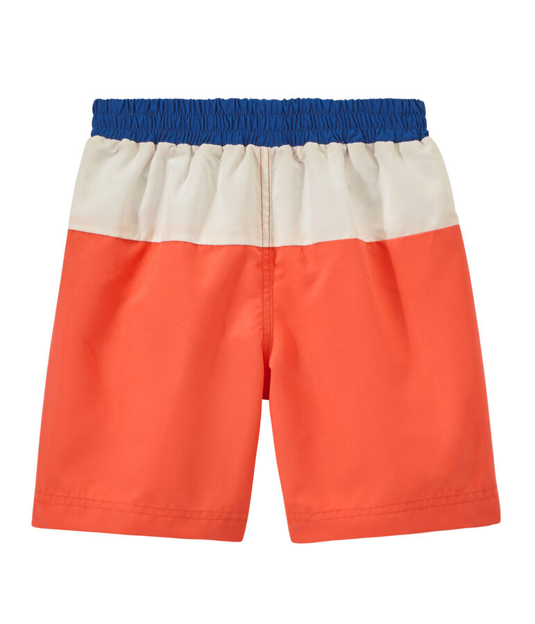 Boys' tricolour swim shorts orange/white/blue
