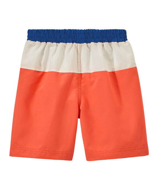 Boys' tricolour swim shorts ORIENT orange/MARSHMALLOW white/PERSE