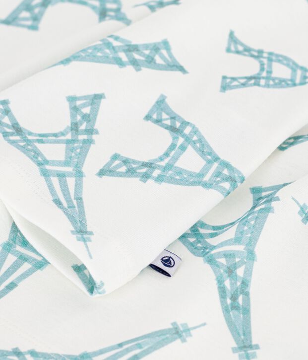 Children's short Eiffel Tower print cotton pyjamas white/multicolor