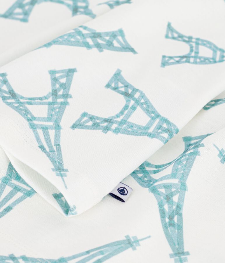 Children's short Eiffel Tower print cotton pyjamas white/multicolor