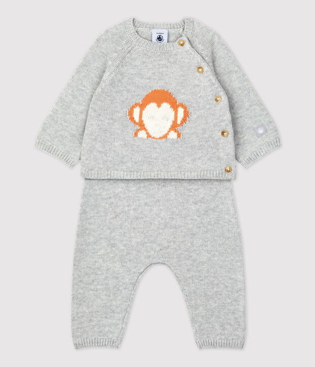 Babies' Organic Knitted Jacquard Clothing - 2-Piece Set BELUGA CHINE