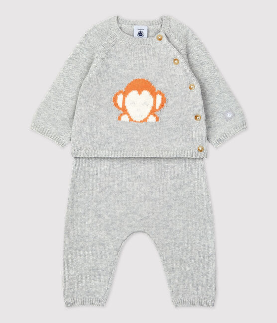 Babies' Organic Knitted Jacquard Clothing - 2-Piece Set BELUGA CHINE grey