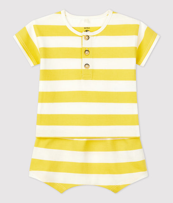 Babies' Jersey Striped Clothing - 2-Piece Set ORGE yellow/MARSHMALLOW white