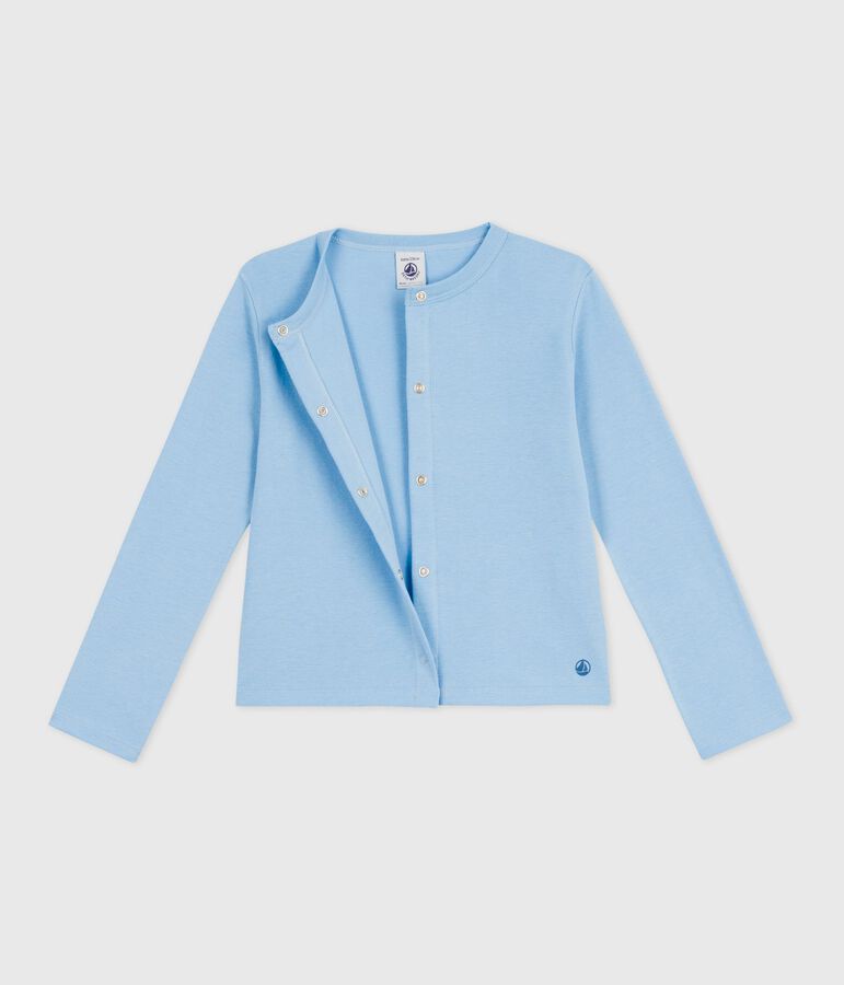 Children's plain cotton cardigan blue