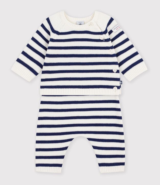 Babies' set in a stripy knit blue/blue