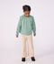 Children's long-sleeved printed cotton blouse green/white