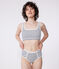 Women's striped cotton and elastane bra top MARSHMALLOW white/SMOKING blue