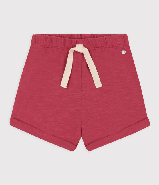 Babies' Plain Slub Jersey Shorts PAPI pink