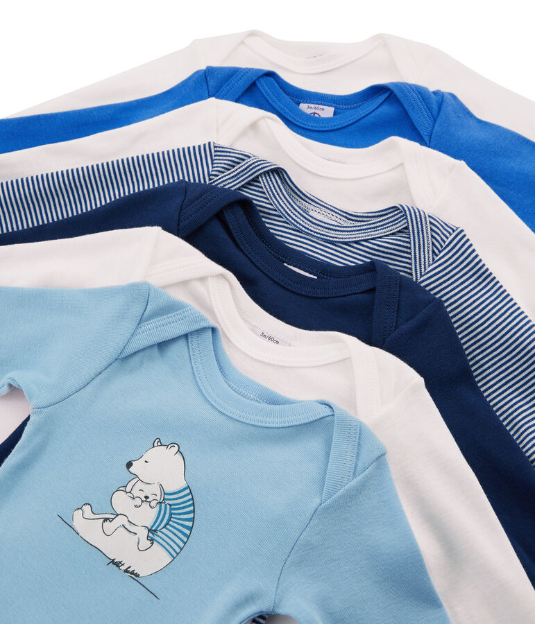 Surprise pack of 7 long-sleeved bodysuits for baby boys multicolor
