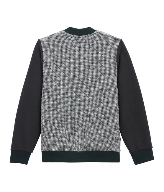 Boy's varsity jacket in double knit houndstooth CAPECOD grey/MARSHMALLOW white