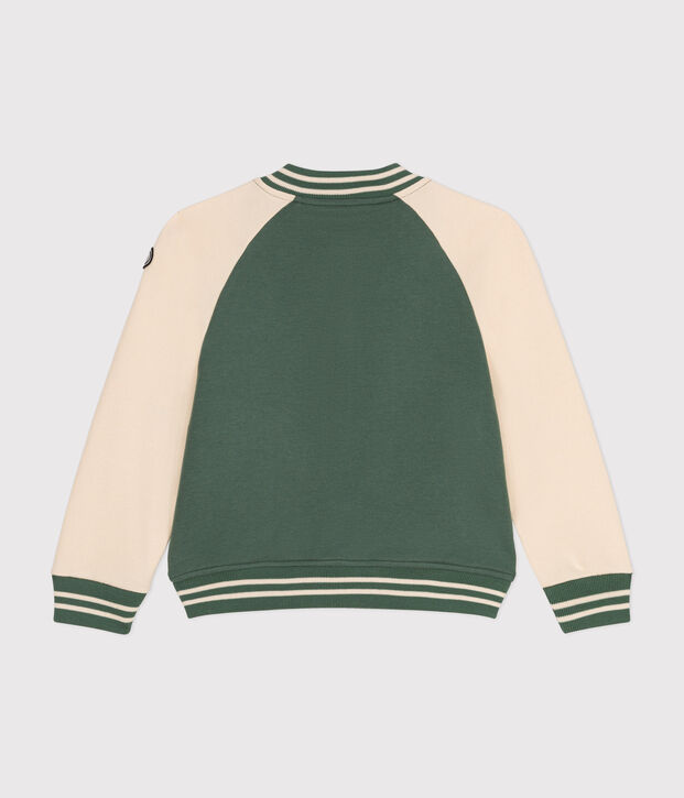 Boys' Fleece Baseball Jacket green/ecru