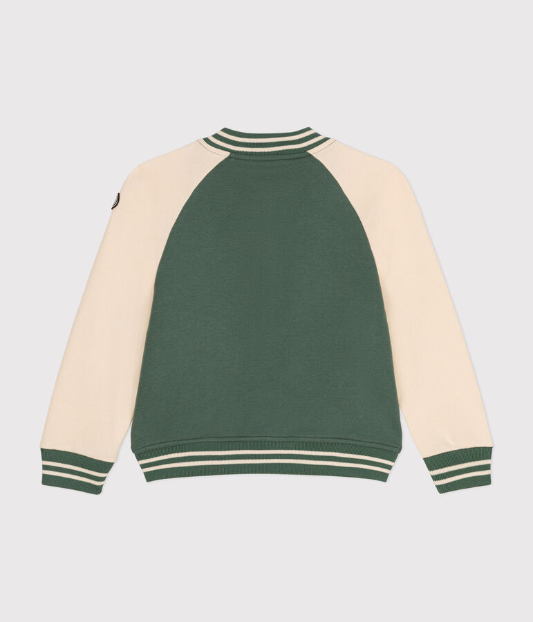 Boys' Fleece Baseball Jacket green/ecru