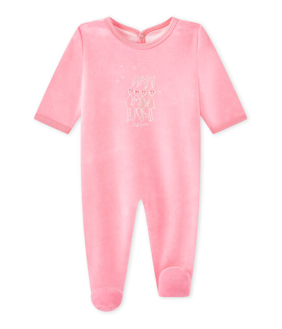 Baby's velour sleepsuit PETAL pink