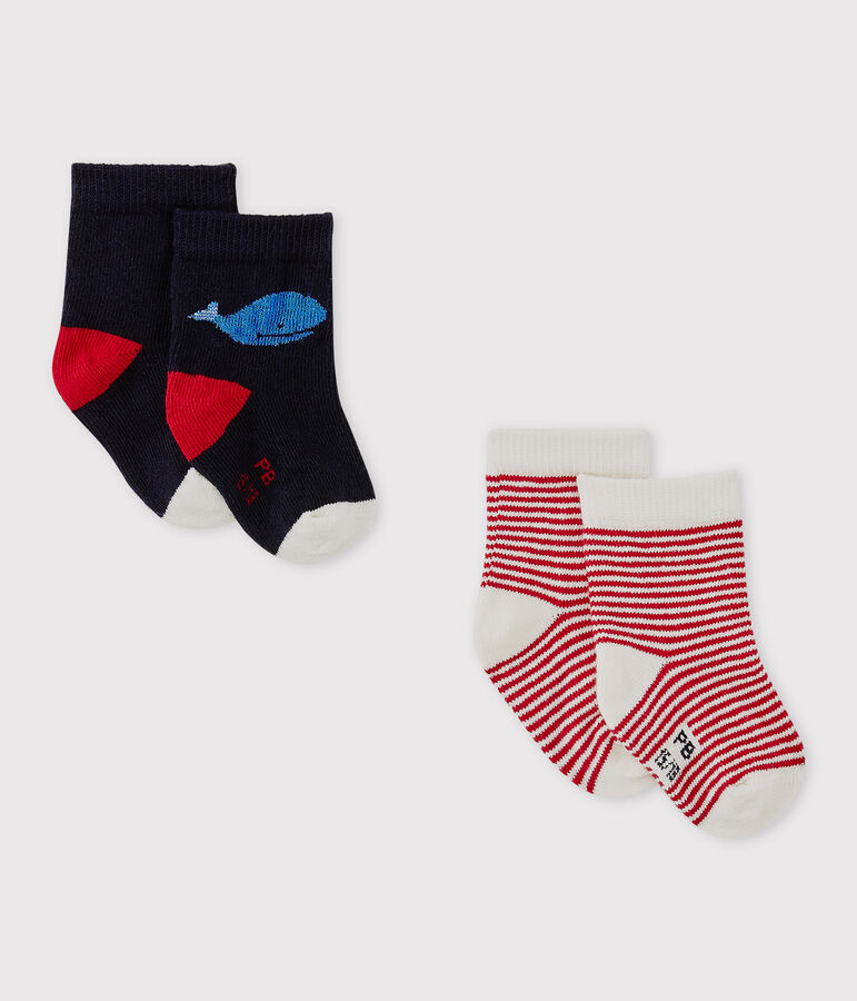 Set of 2 pairs of baby boy's socks multicolor