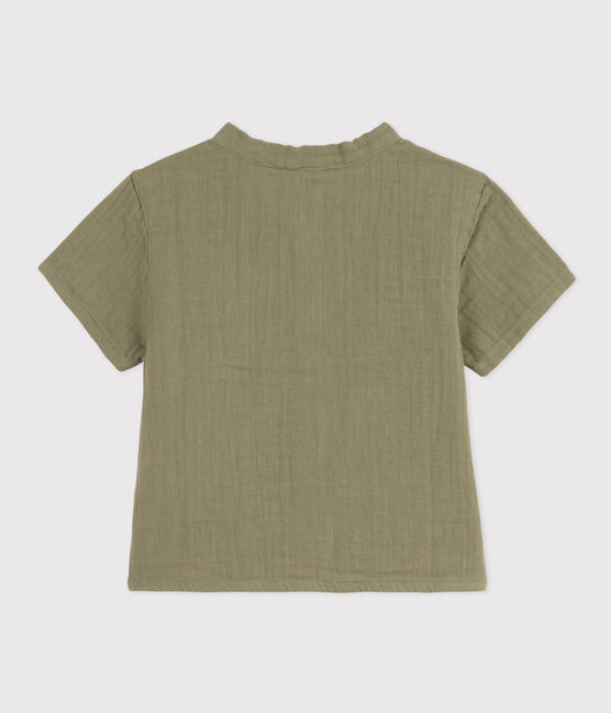 Babies' Short-Sleeved Cotton Gauze Shirt MARECAGE green