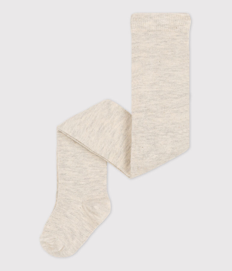 Babies' Plain Cotton Tights MONTELIMAR CHINE beige