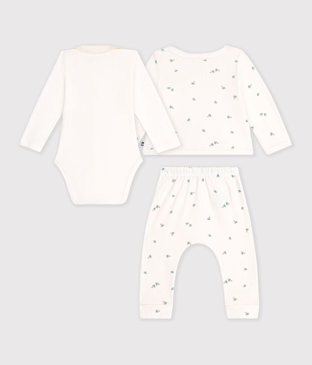 Babies' floral-print cotton set in a gift box Ecru/multicolor